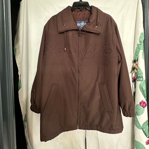 Innovations by IZZI Brown Quilted Embroidered Jacket Coat Size Small - Picture 4 of 16